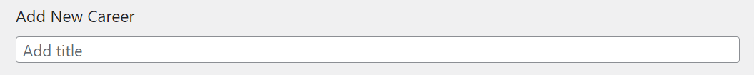 Add New Career title setting