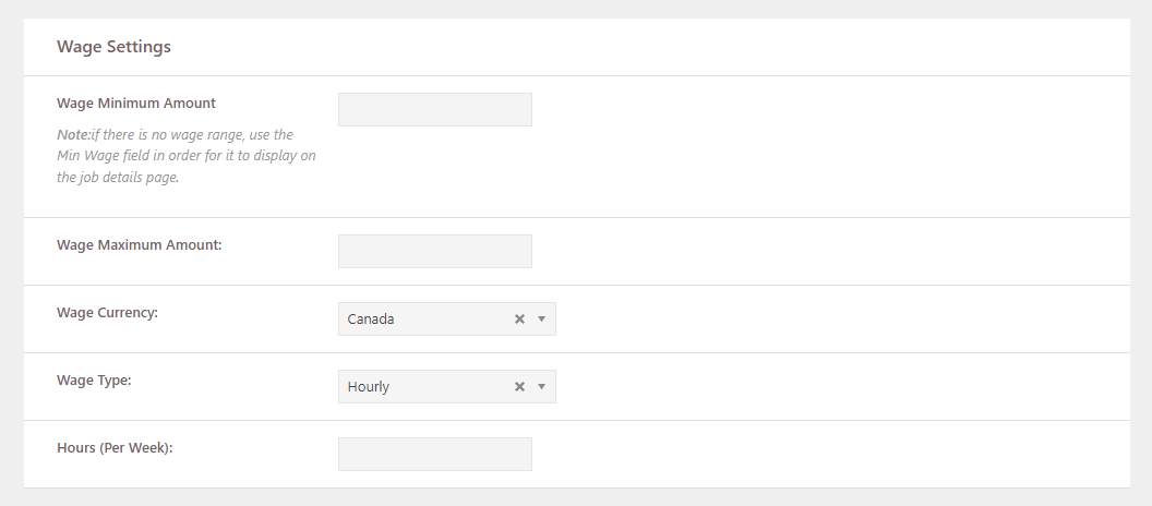 Wage settings