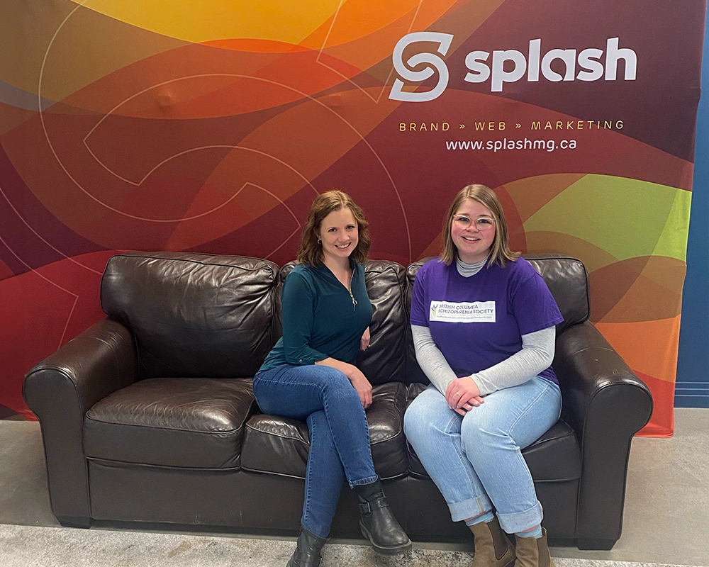 Christine and a British Columbia Schizophrenia Society volunteer spending time at Splash in Kelowna